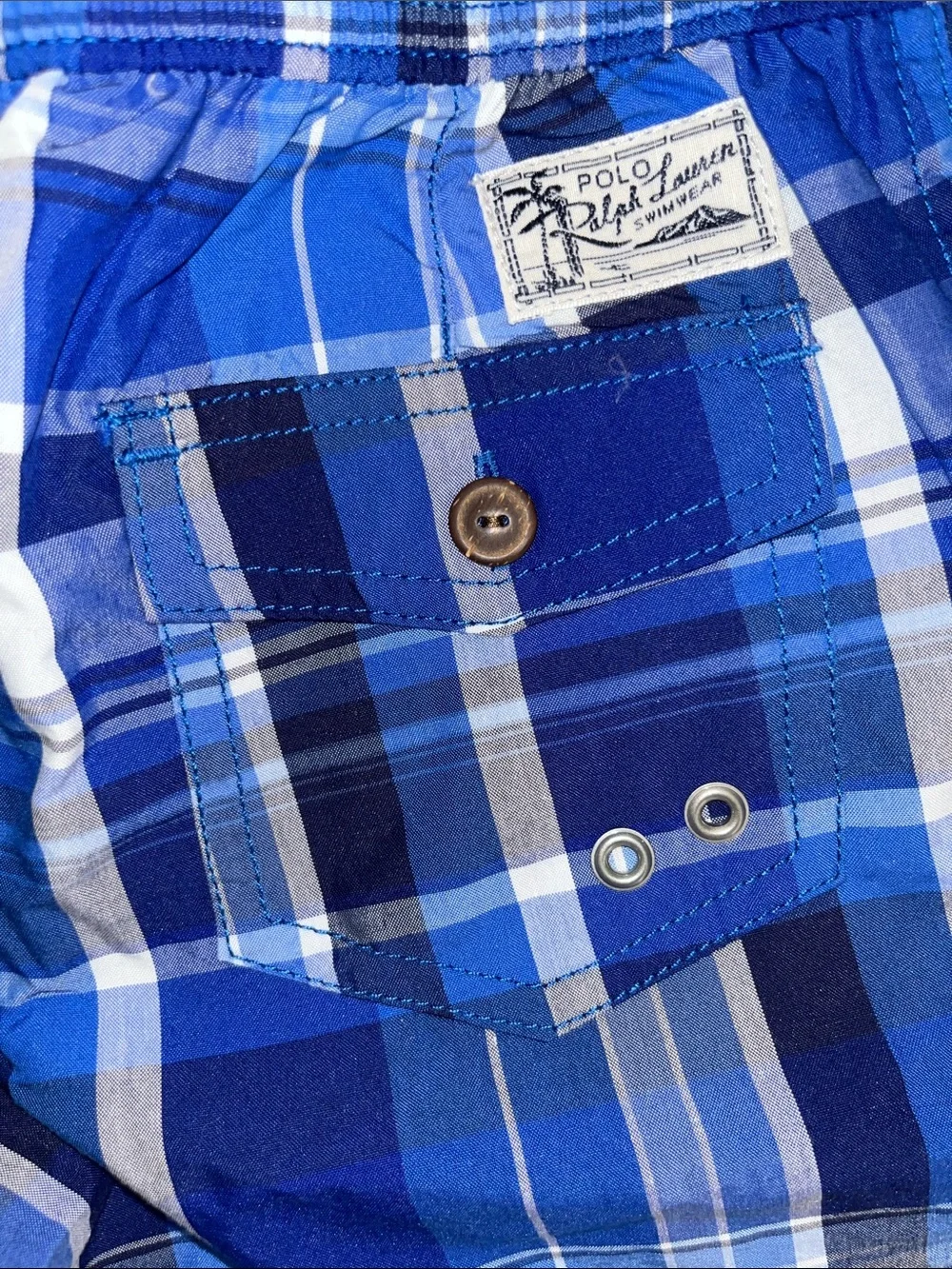 NWT Boys Polo Ralph Lauren Blue Plaid Swimsuit with pockets size 6